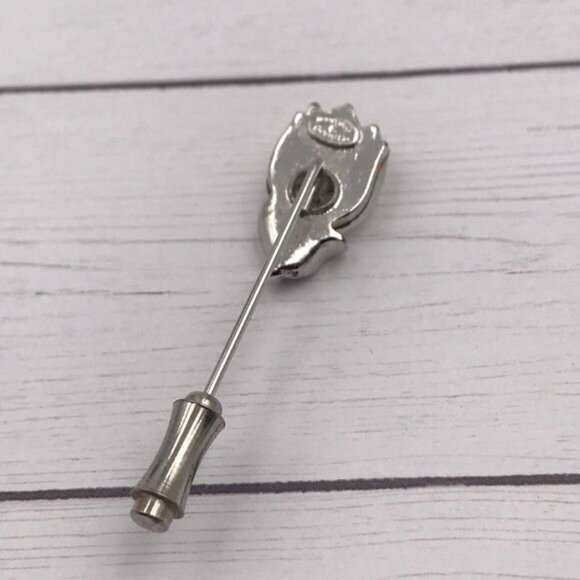 Whiting & Davis Frosted Tulip Stickpin Silver - Picture 13 of 14